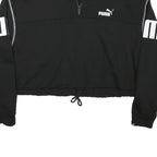 PUMA Womens Black 1/4 Zip XL Logo Print Cropped Sweatshirt