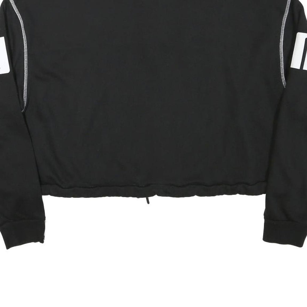 PUMA Womens Black 1/4 Zip XL Logo Print Cropped Sweatshirt
