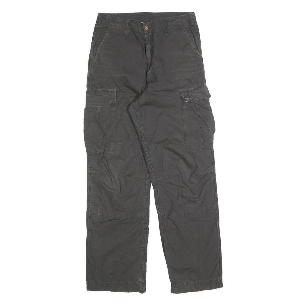 CARHARTT Mens Relaxed Black Cargo Cotton Blend Trousers W30 L32 Workwear