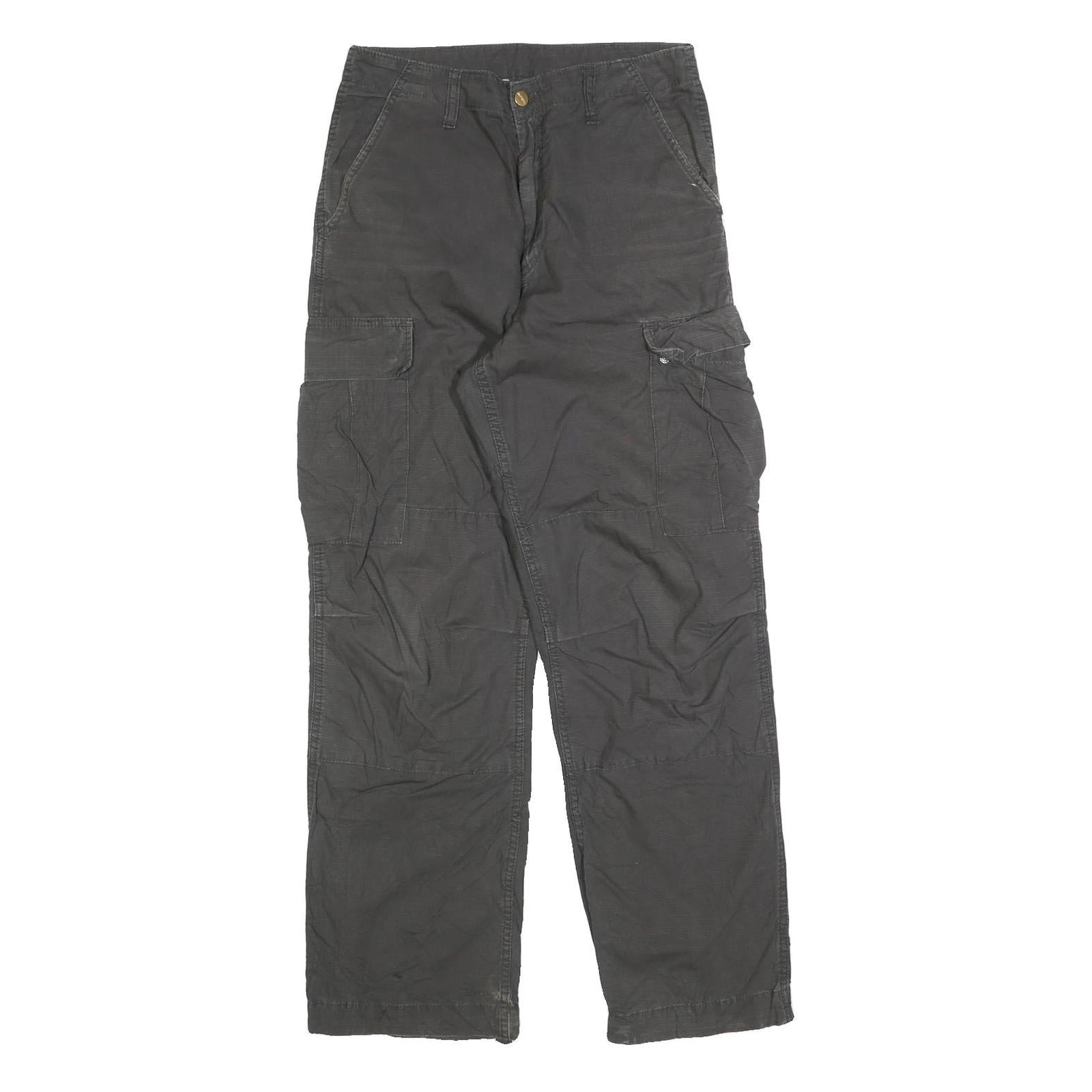 CARHARTT Mens Relaxed Black Cargo Cotton Blend Trousers W30 L32 Workwear