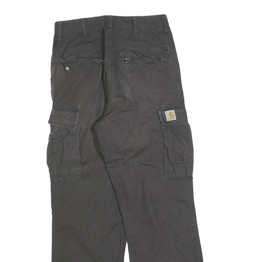 CARHARTT Mens Relaxed Black Cargo Cotton Blend Trousers W30 L32 Workwear