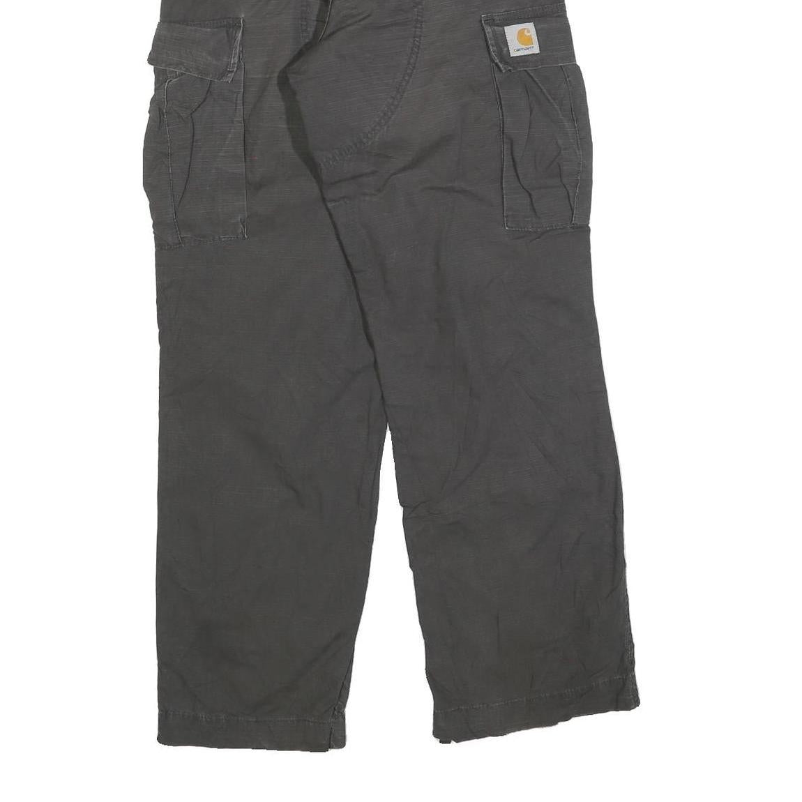 CARHARTT Mens Relaxed Black Cargo Cotton Blend Trousers W30 L32 Workwear