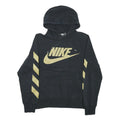 NIKE Mens Black & Gold Graphic Pullover Hoodie S Sportswear Sweatshirt