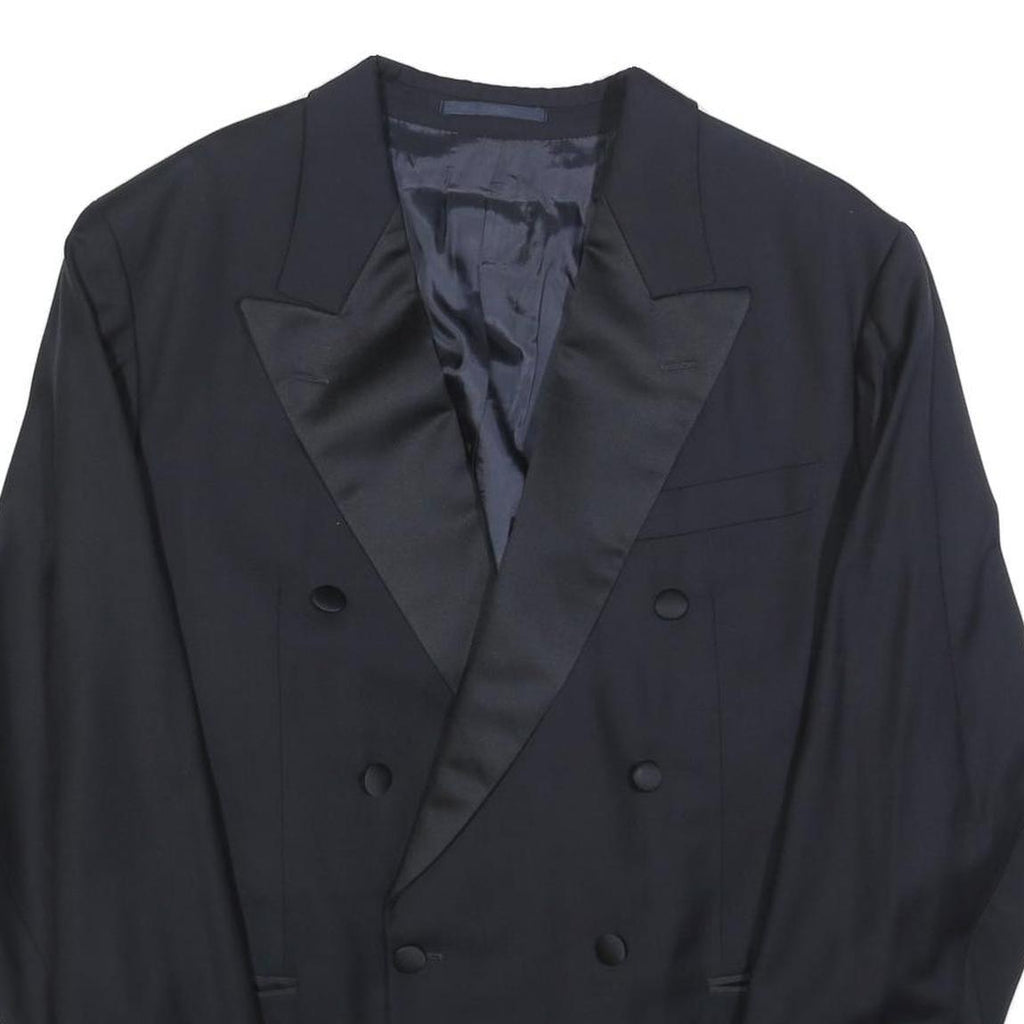 BOSS HUGO BOSS Mens Black Double Breasted Wool Jacket M Satin Lapel Classic Fit