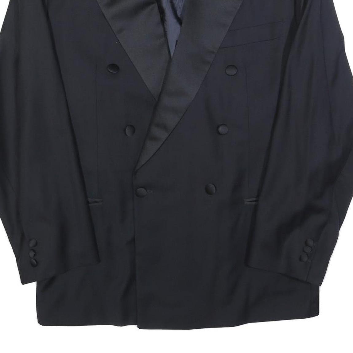 BOSS HUGO BOSS Mens Black Double Breasted Wool Jacket M Satin Lapel Classic Fit