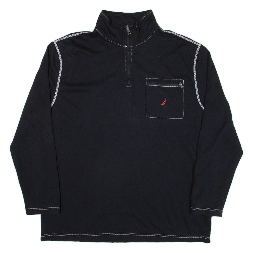NAUTICA Mens Sweatshirt Black 1/4 Zip 2XL