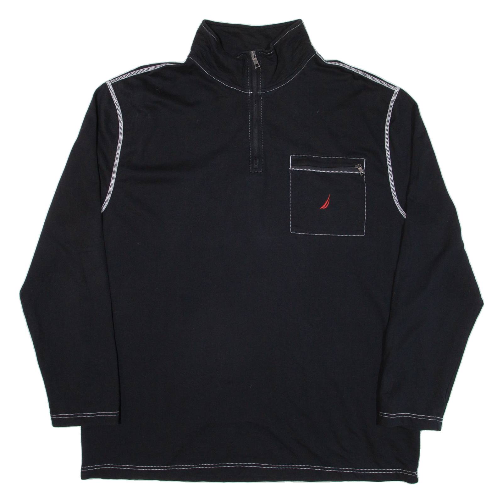 NAUTICA Mens Sweatshirt Black 1/4 Zip 2XL