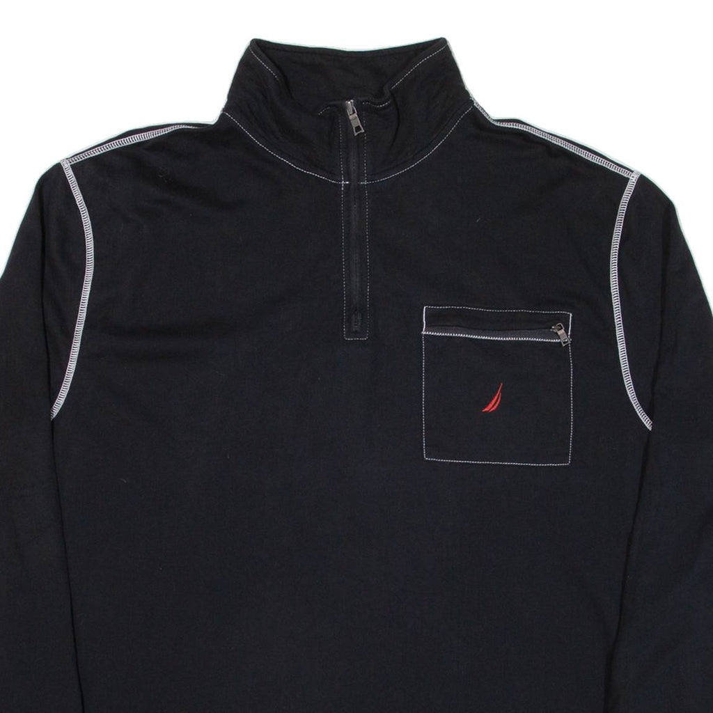 NAUTICA Mens Sweatshirt Black 1/4 Zip 2XL