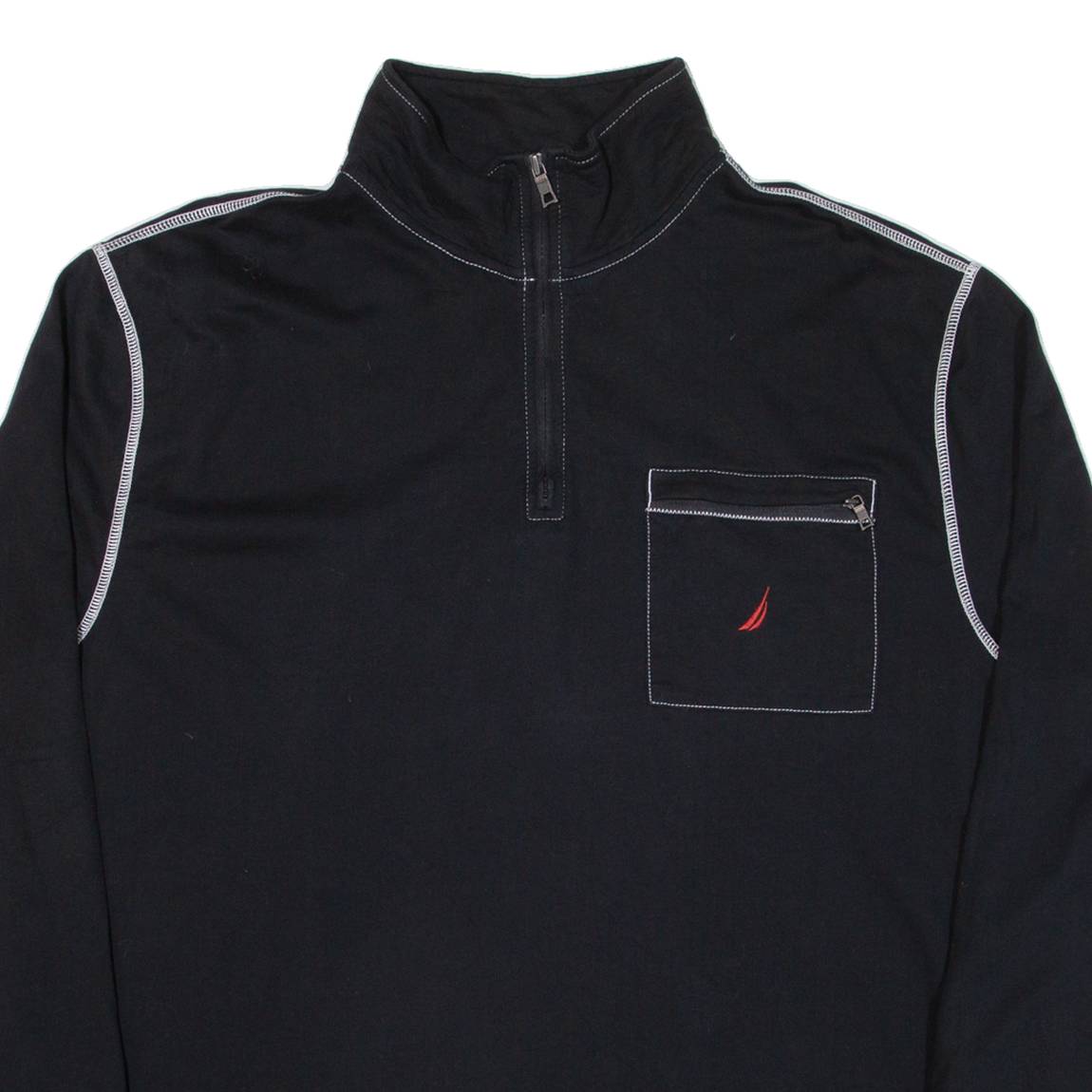 NAUTICA Mens Sweatshirt Black 1/4 Zip 2XL