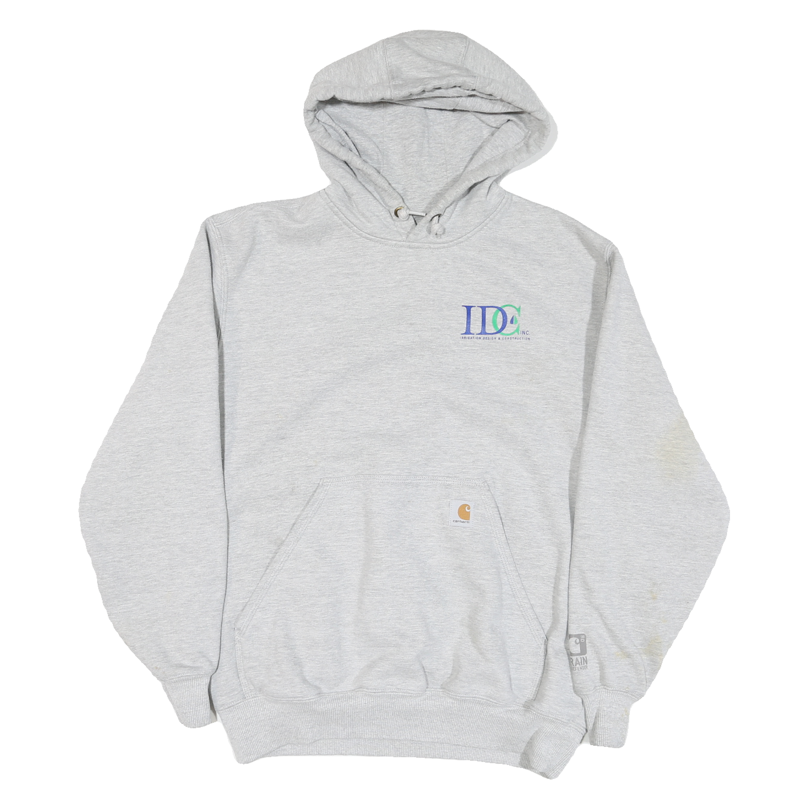 CARHARTT Mens Grey Cotton Blend Pullover Hoodie L Irrigation Design Construction