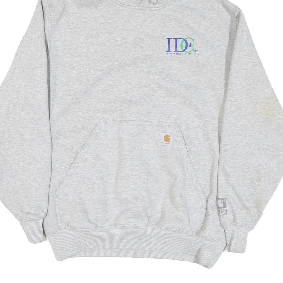 CARHARTT Mens Grey Cotton Blend Pullover Hoodie L Irrigation Design Construction