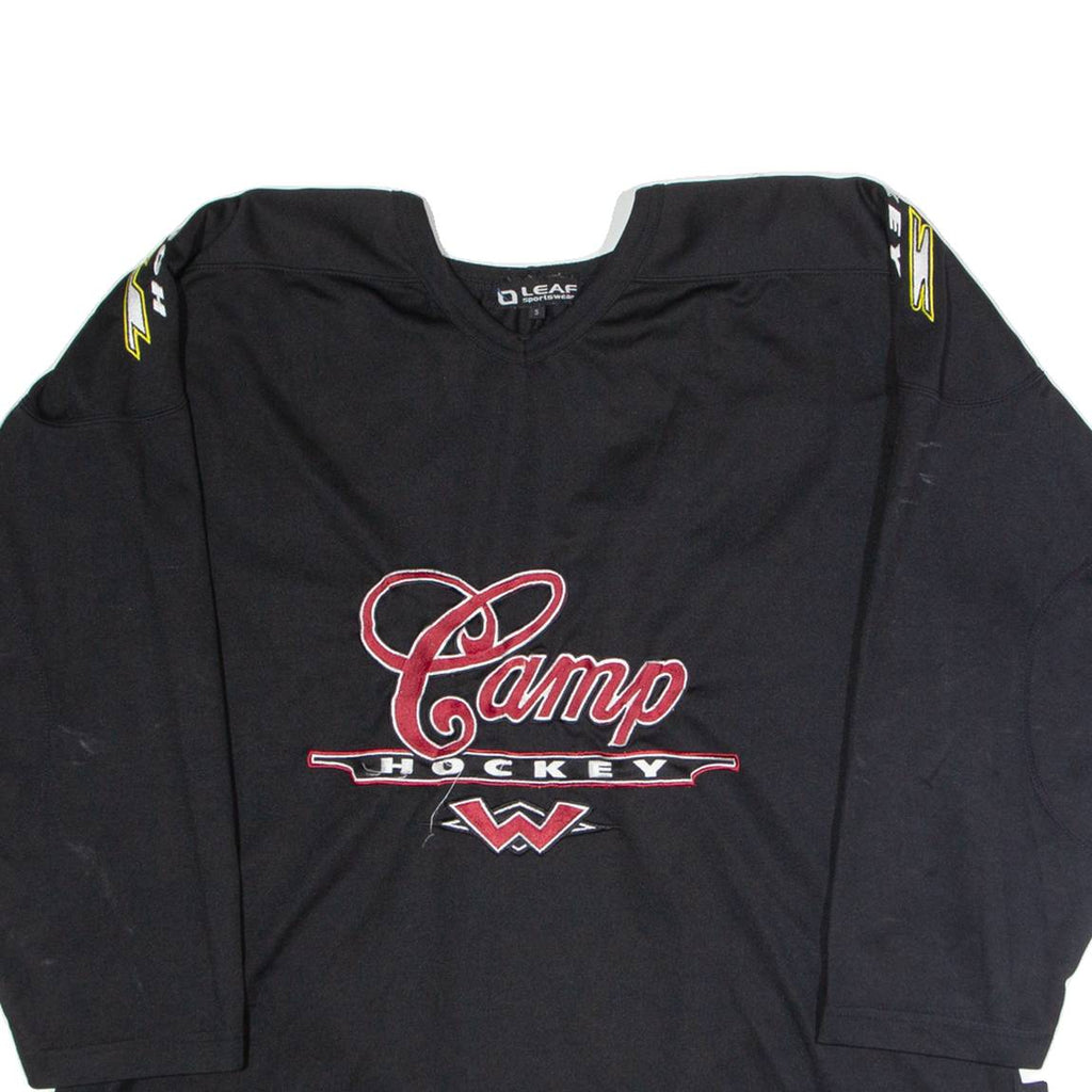 Camp Hockey Mens Jersey Black 3/4 Sleeve USA V-Neck M