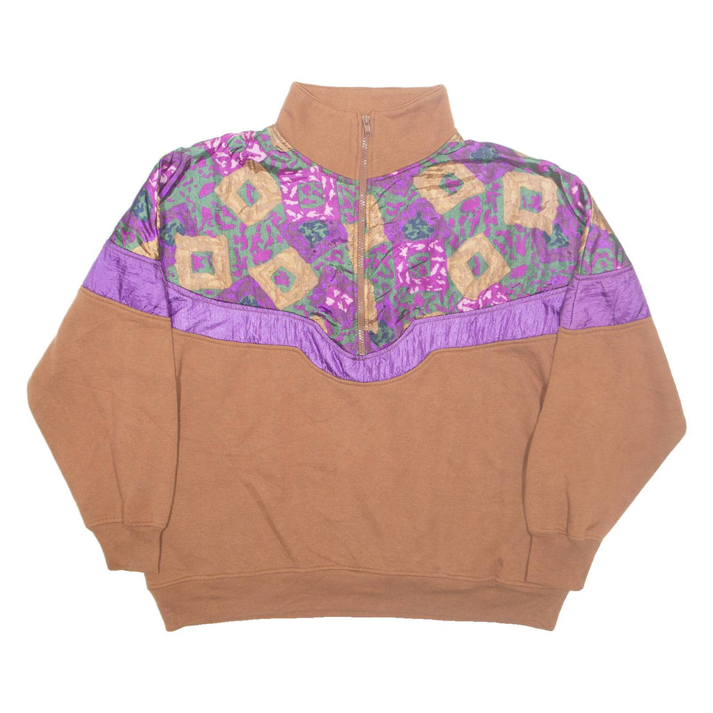 MORSLY Womens Sweatshirt Brown 1/4 Zip L