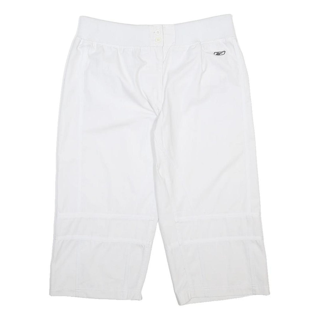 REEBOK Womens White Cotton Blend Casual Shorts UK 14 W32 Elastic Waistband