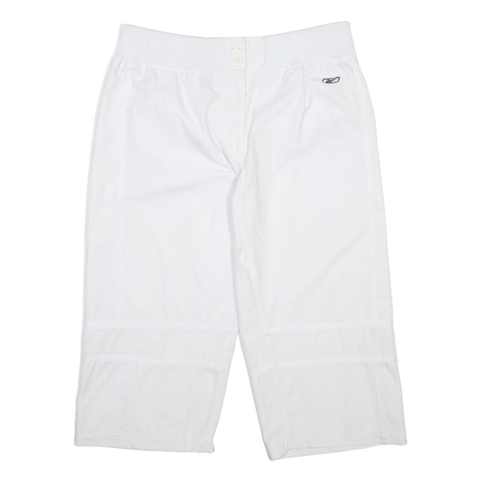REEBOK Womens White Cotton Blend Casual Shorts UK 14 W32 Elastic Waistband