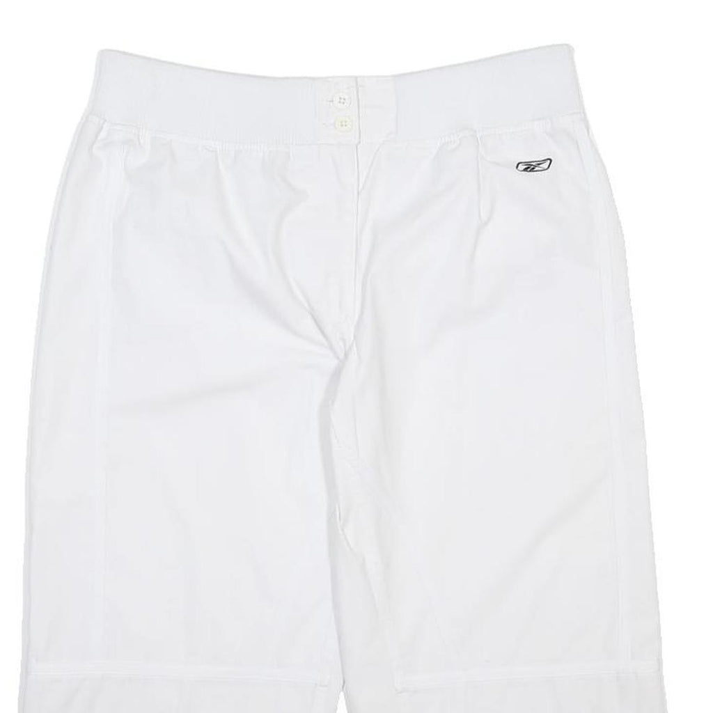 REEBOK Womens White Cotton Blend Casual Shorts UK 14 W32 Elastic Waistband