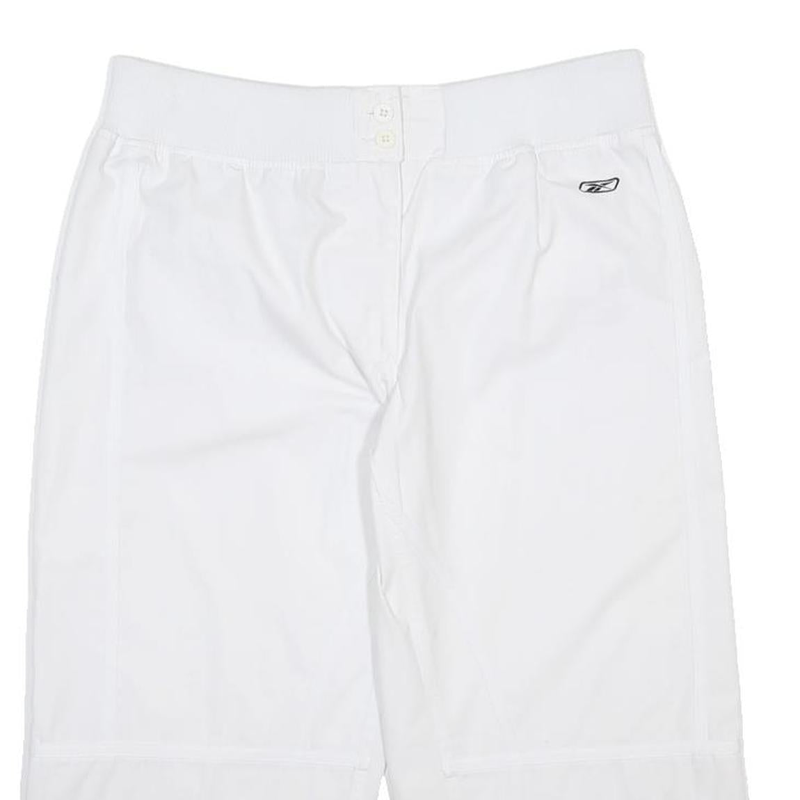 REEBOK Womens White Cotton Blend Casual Shorts UK 14 W32 Elastic Waistband