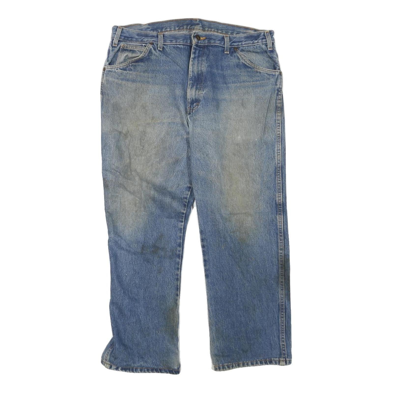 DICKIES Mens Blue Regular Straight Denim Jeans W38 L27 Workwear Zip Closure