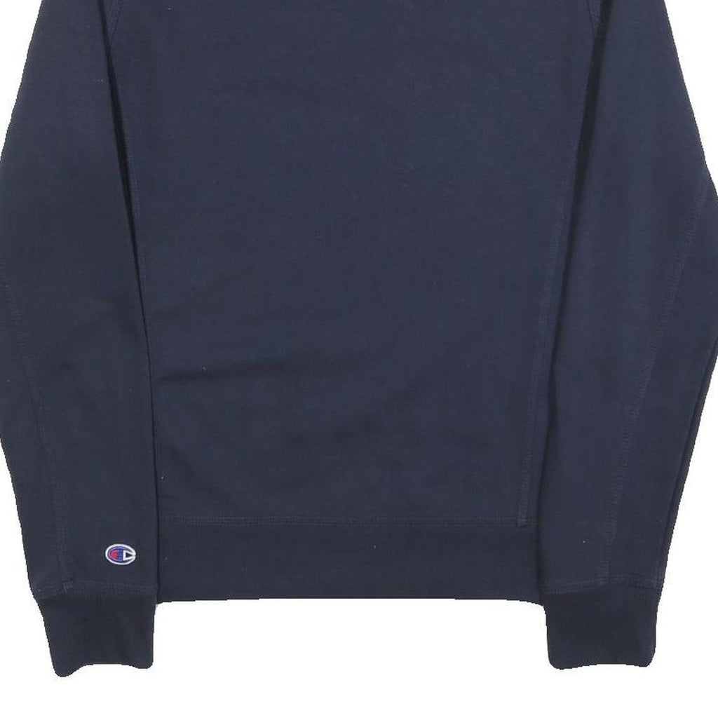 CHAMPION Mens Navy Blue Crew Neck S Sweatshirt Cotton Blend Logo Casual Pullover