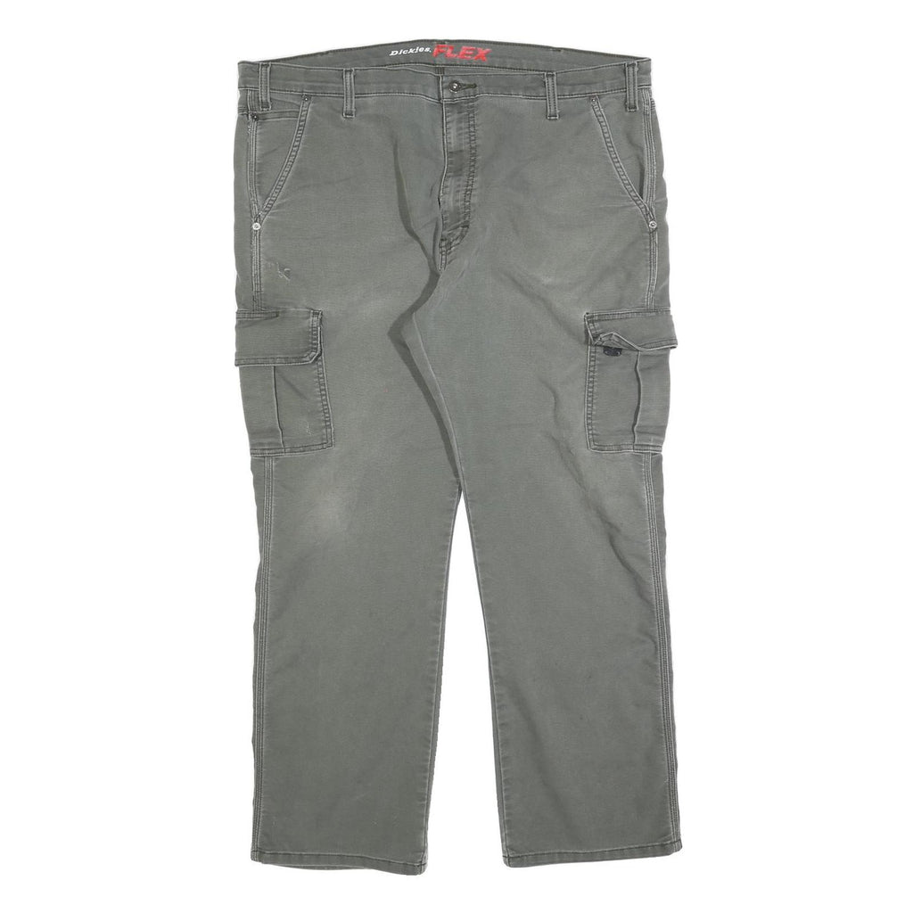 DICKIES Mens Jeans Green Regular Straight Denim W40 L30 Cargo Zip Pocket
