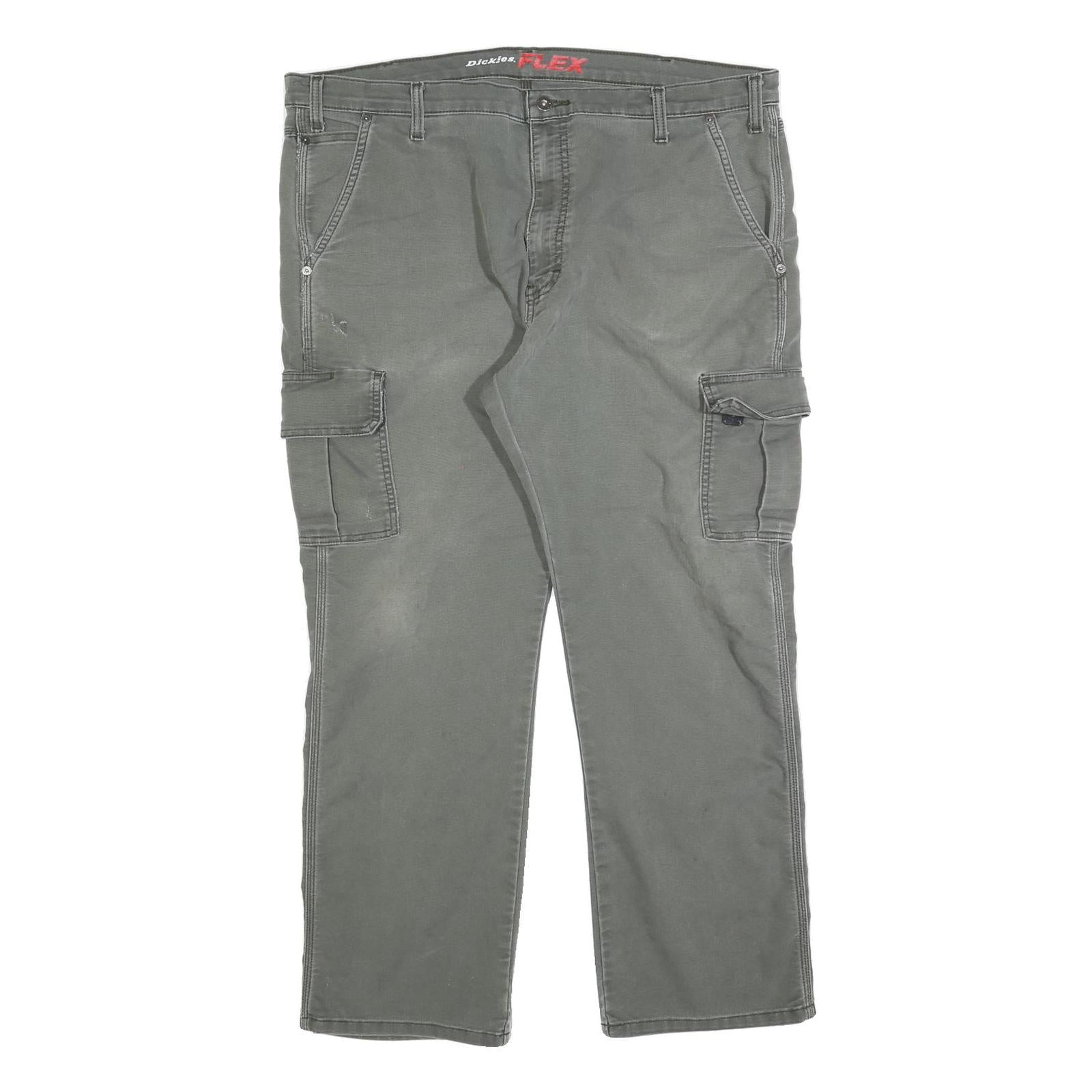 DICKIES Mens Jeans Green Regular Straight Denim W40 L30 Cargo Zip Pocket