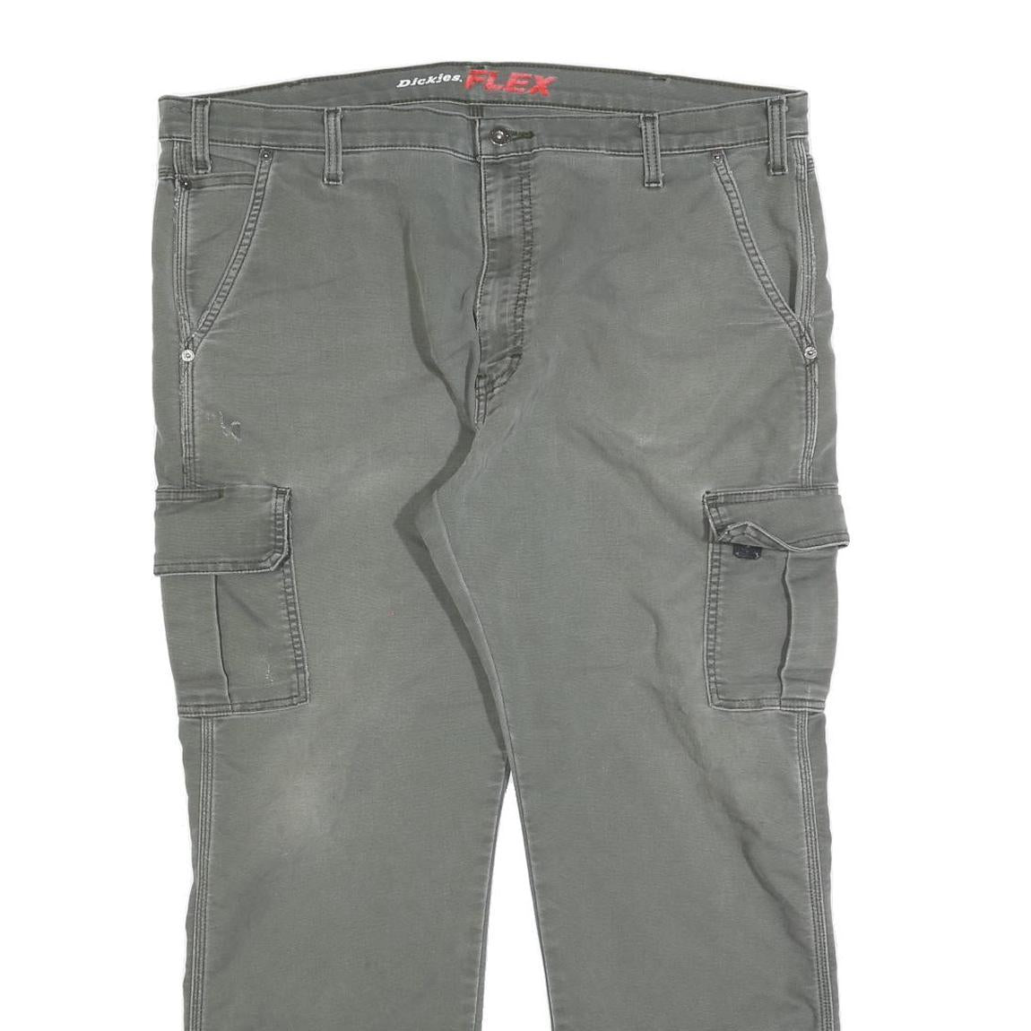 DICKIES Mens Jeans Green Regular Straight Denim W40 L30 Cargo Zip Pocket