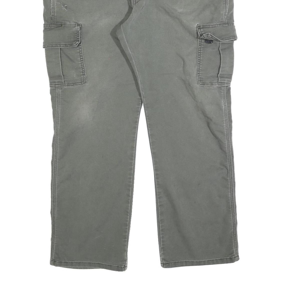 DICKIES Mens Jeans Green Regular Straight Denim W40 L30 Cargo Zip Pocket