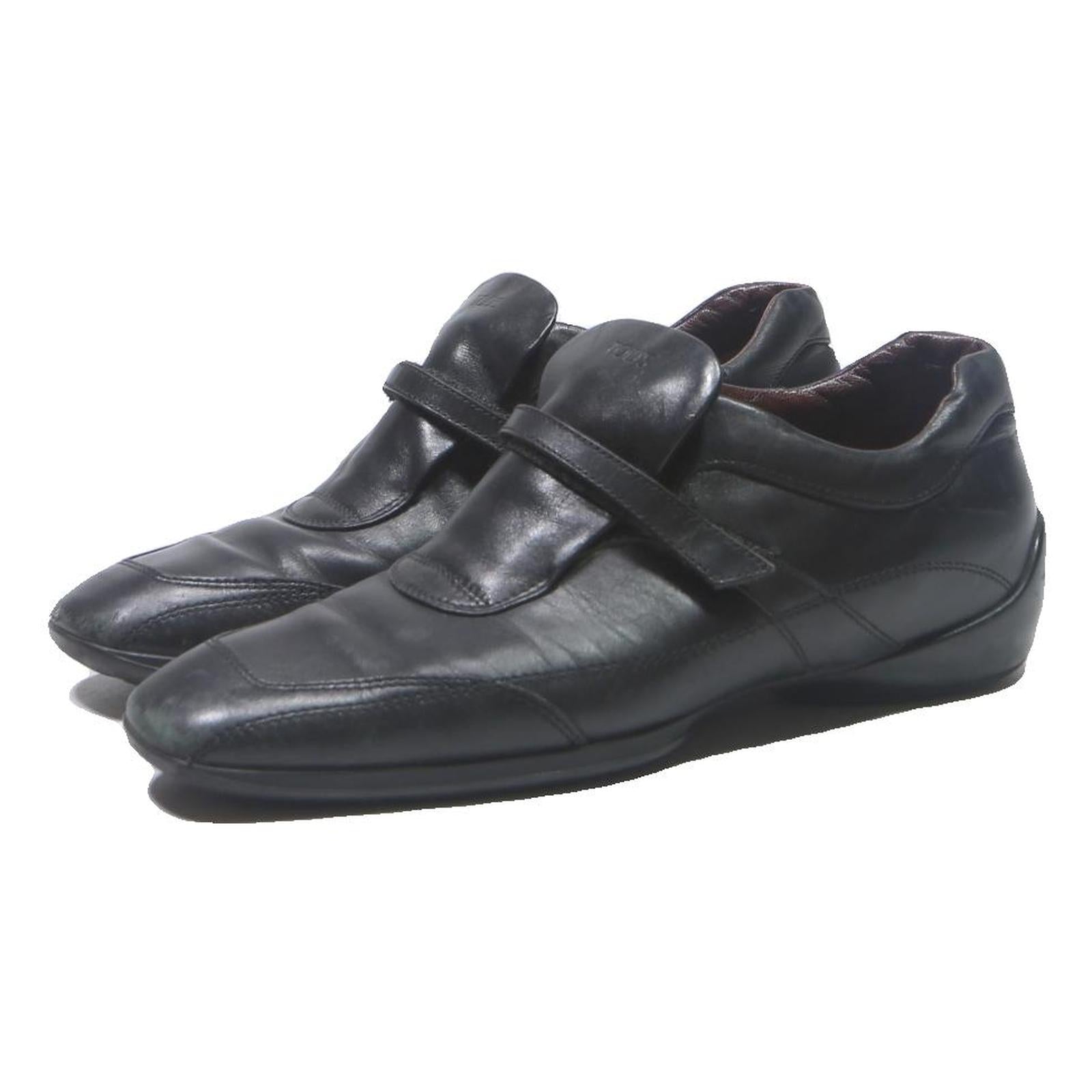 TOD'S Womens Black Leather Loafers UK 3 Elegant Comfortable Slip-On Shoes