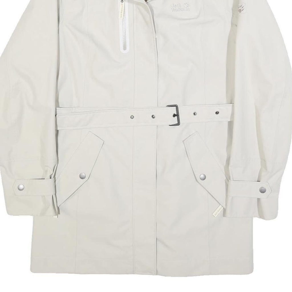 JACK WOLFSKIN Womens White Jacket UK 12 Polyester Classic Zip Belted Outdoor