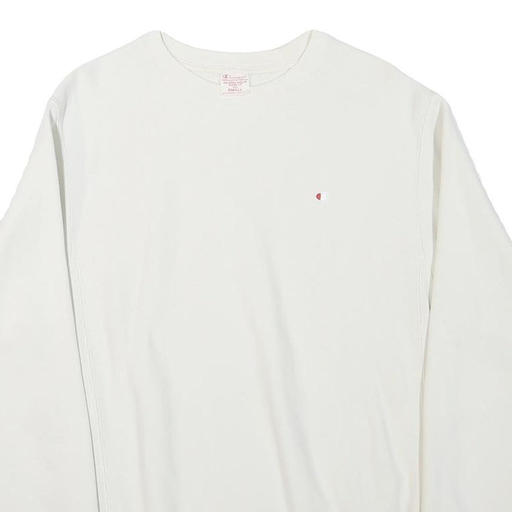 CHAMPION Mens White Crew Neck S Sweatshirt Cotton Blend Casual Pullover