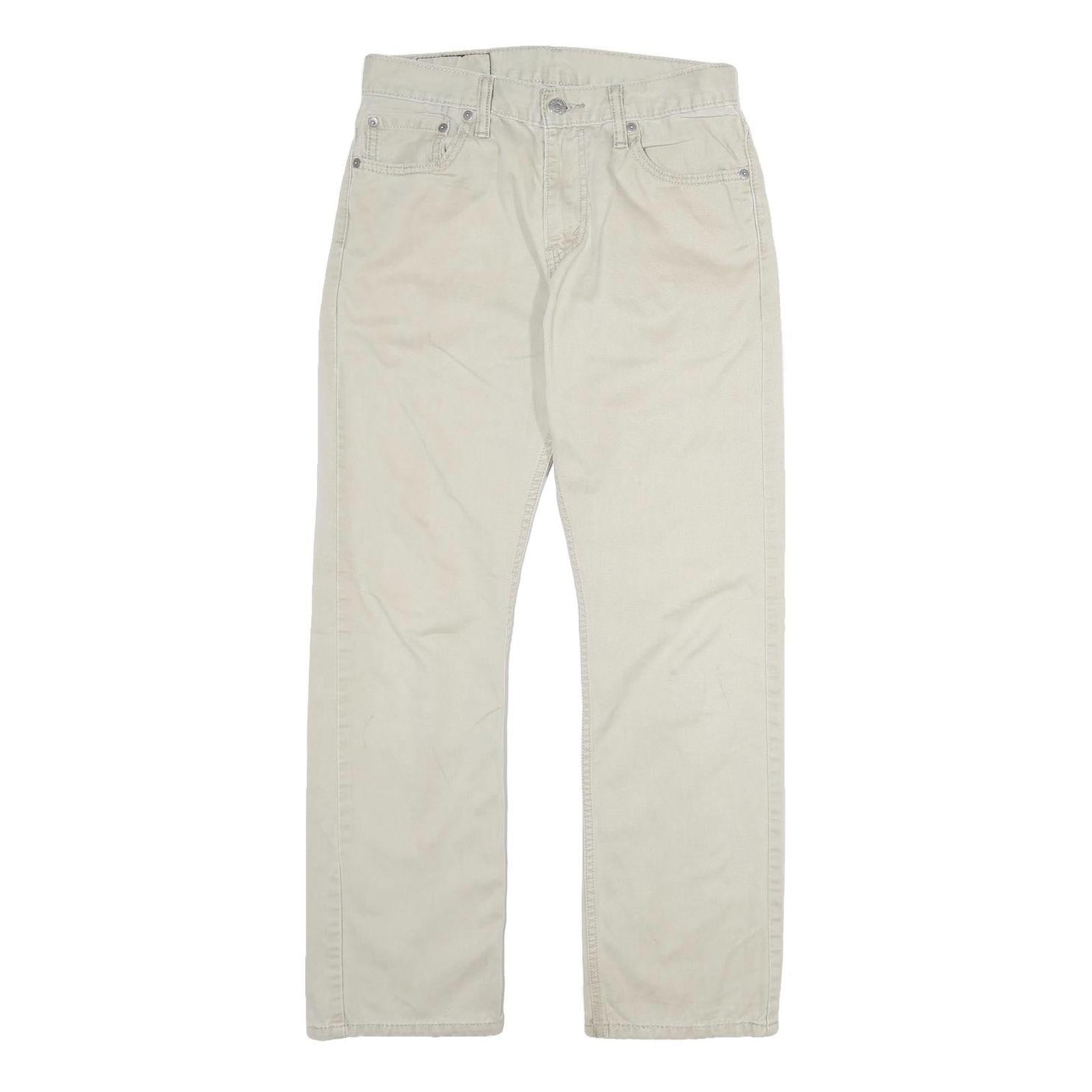 LEVI'S Mens Cotton Beige Regular Straight Trousers W28 L29 Classic Casual Zip