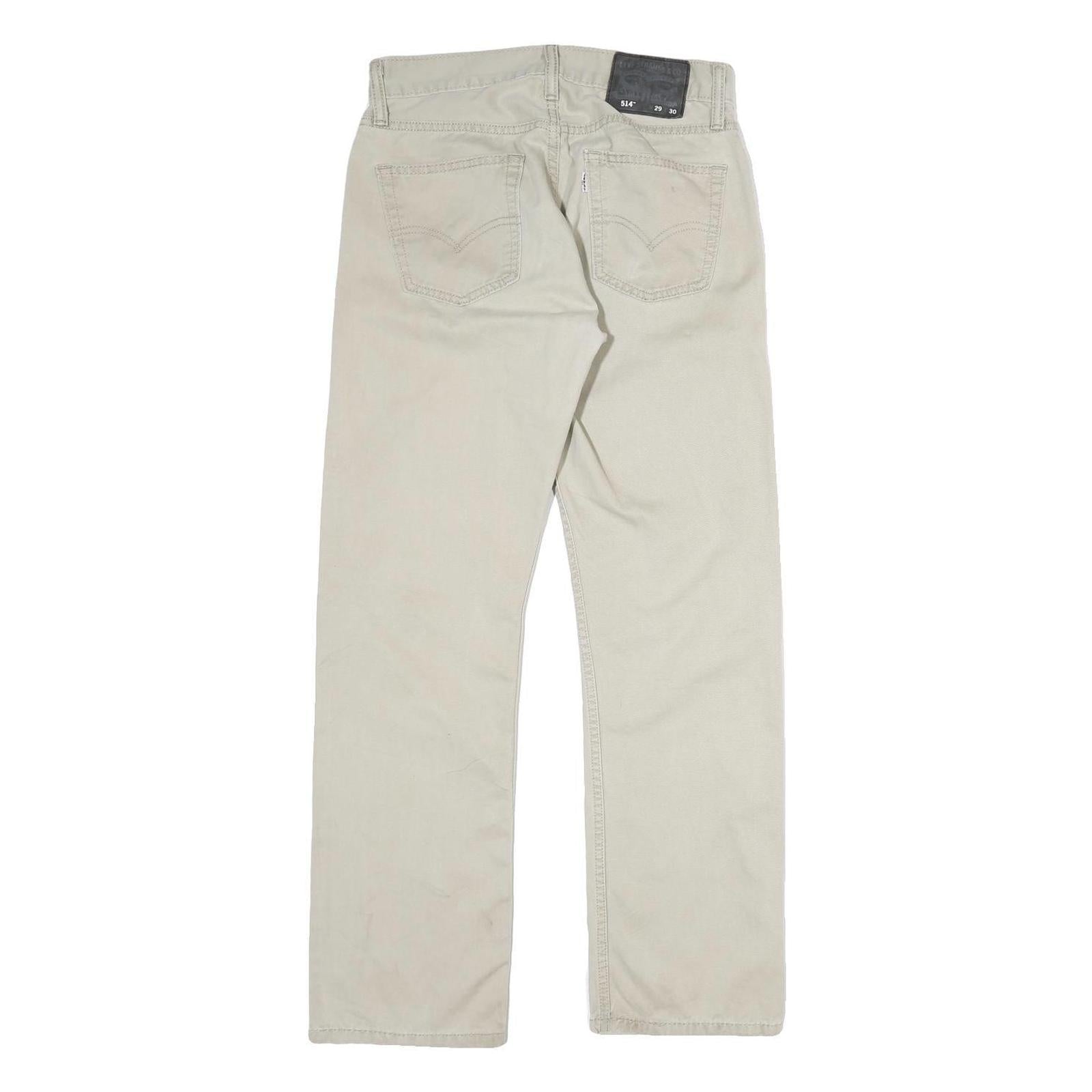 LEVI'S Mens Cotton Beige Regular Straight Trousers W28 L29 Classic Casual Zip