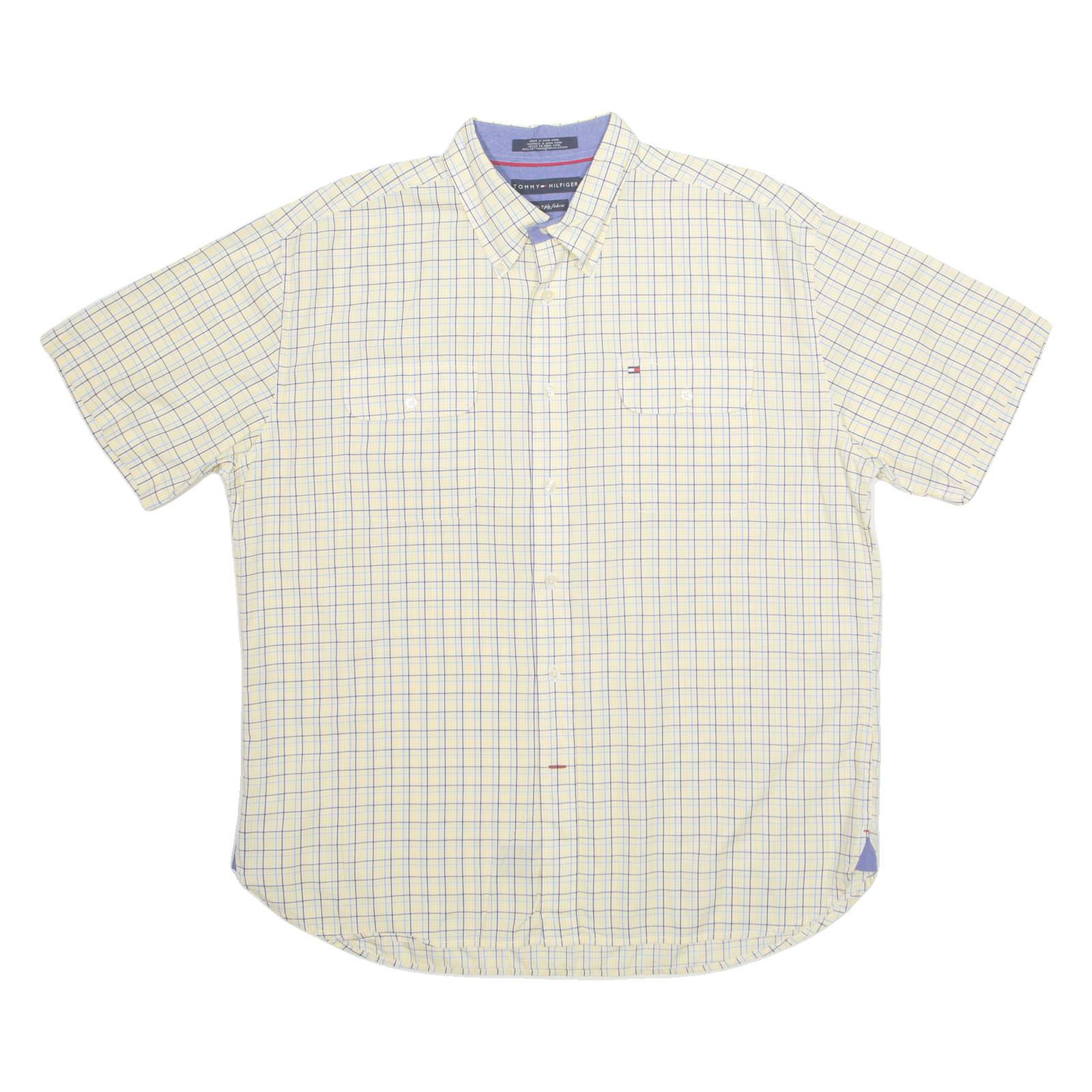 TOMMY HILFIGER Mens Shirt Yellow Check XL