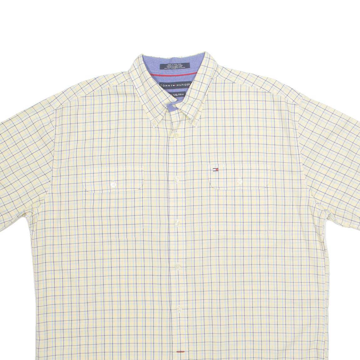 TOMMY HILFIGER Mens Shirt Yellow Check XL