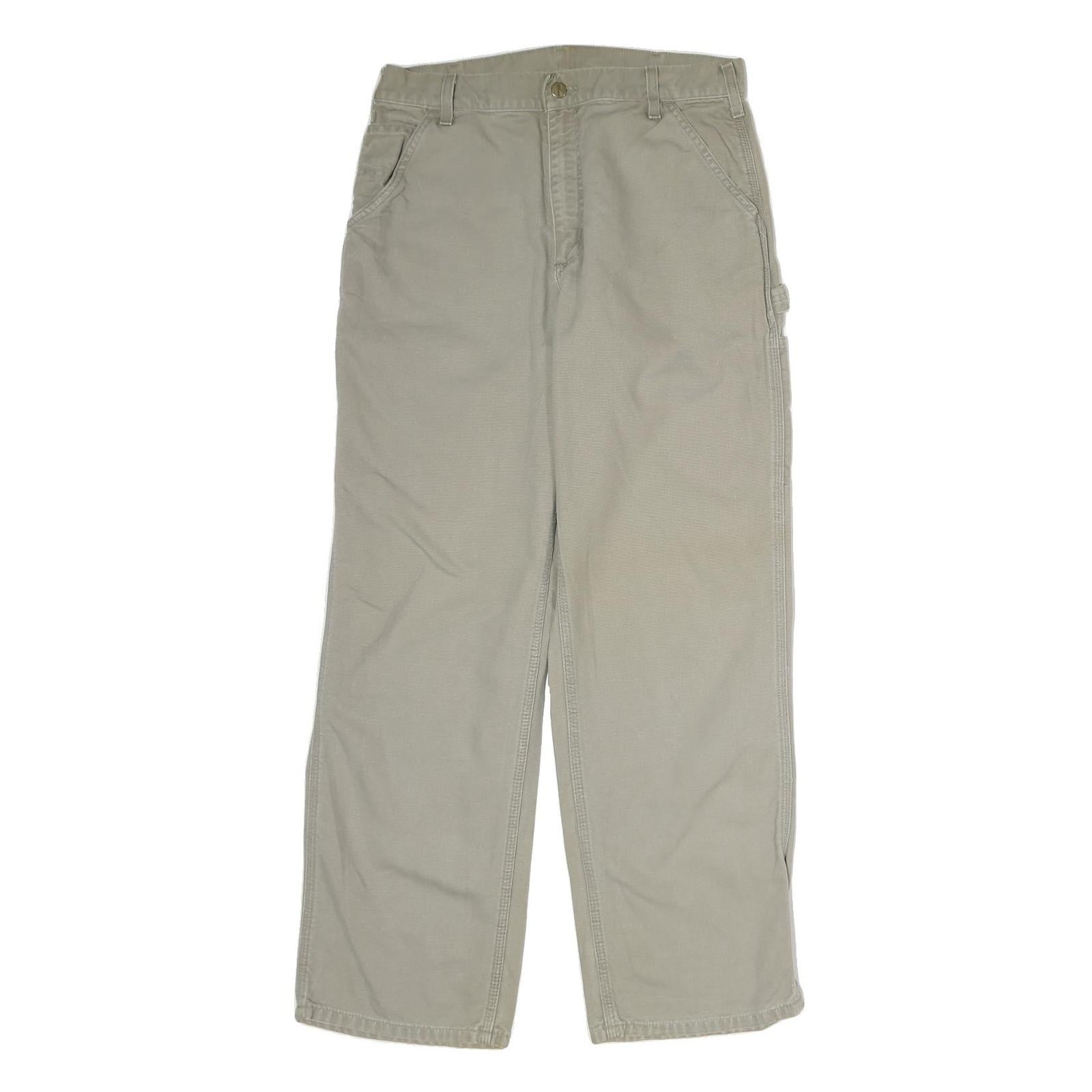 CARHARTT Mens Cotton Beige Regular Straight Trousers W34 L30 Workwear Casual