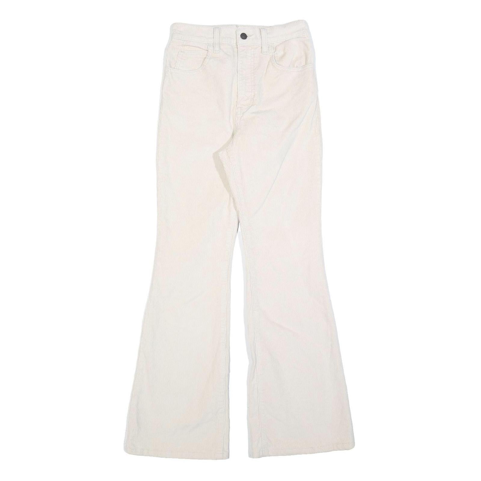 LEVI'S Womens Cotton Blend Cream Regular Flared Trousers W24 L32 Stylish Comfort