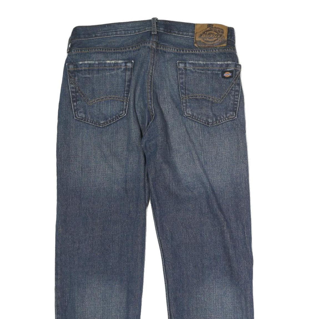 DICKIES Mens Regular Fit Blue Denim Jeans W32 L27 Button Closure Cotton Blend