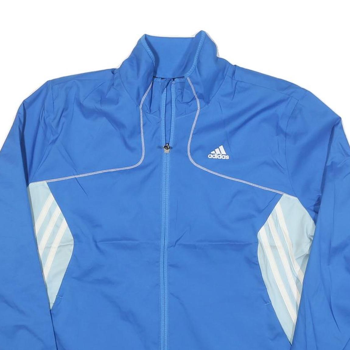 ADIDAS Womens Blue & Light Blue Zip Sports Jacket L Polyester Blend Casual