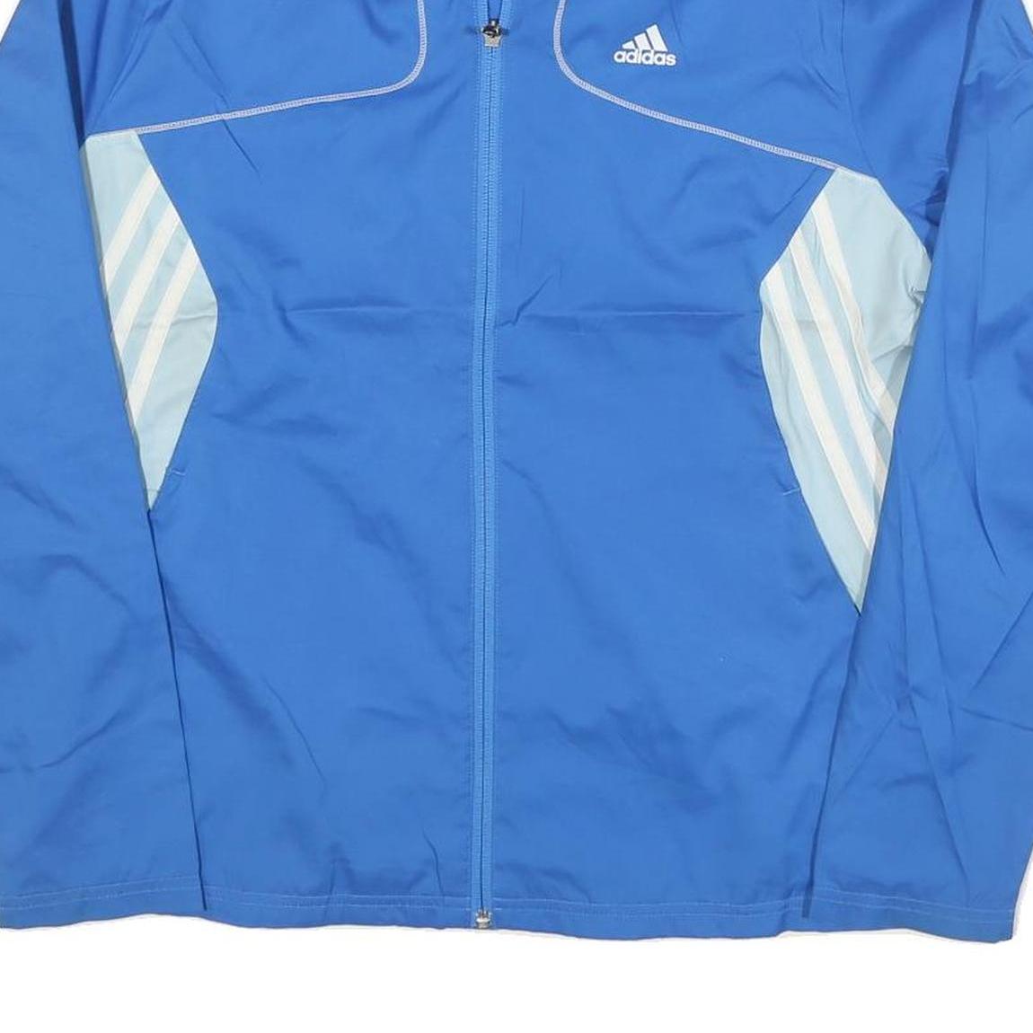 ADIDAS Womens Blue & Light Blue Zip Sports Jacket L Polyester Blend Casual