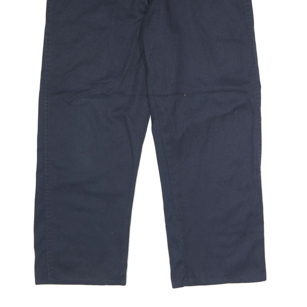 DICKIES Mens Polyester Blend Navy Regular Straight Trousers W38 L29 Workwear Zip