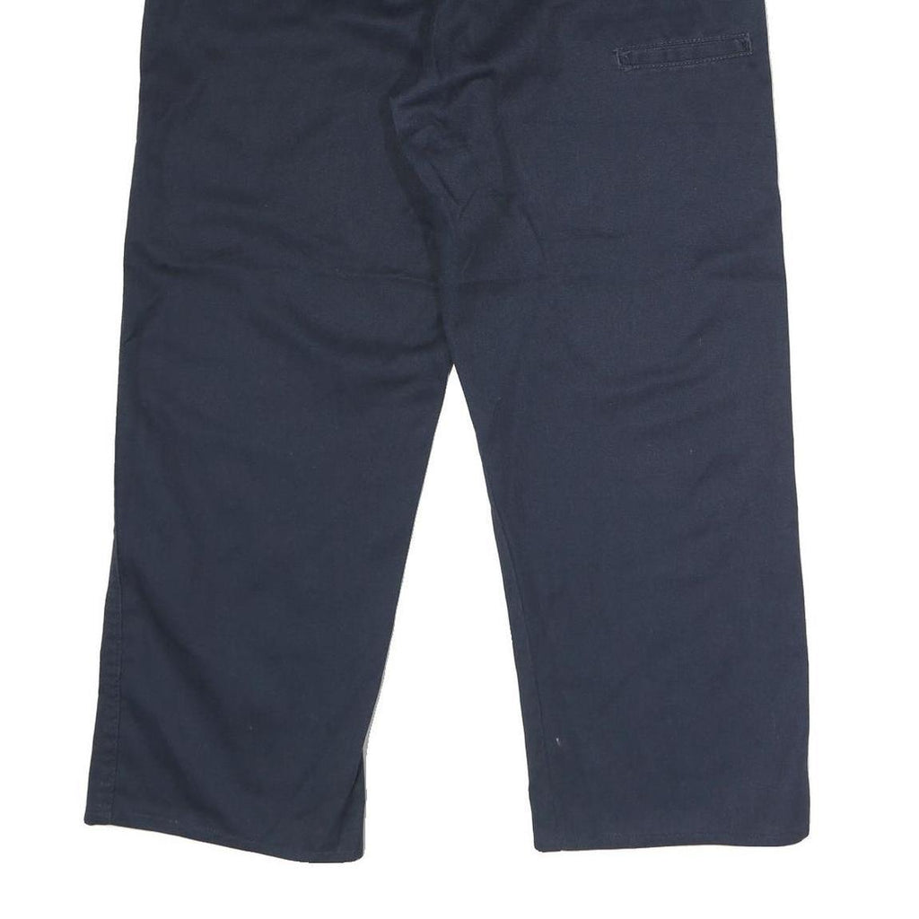 DICKIES Mens Polyester Blend Navy Regular Straight Trousers W38 L29 Workwear Zip