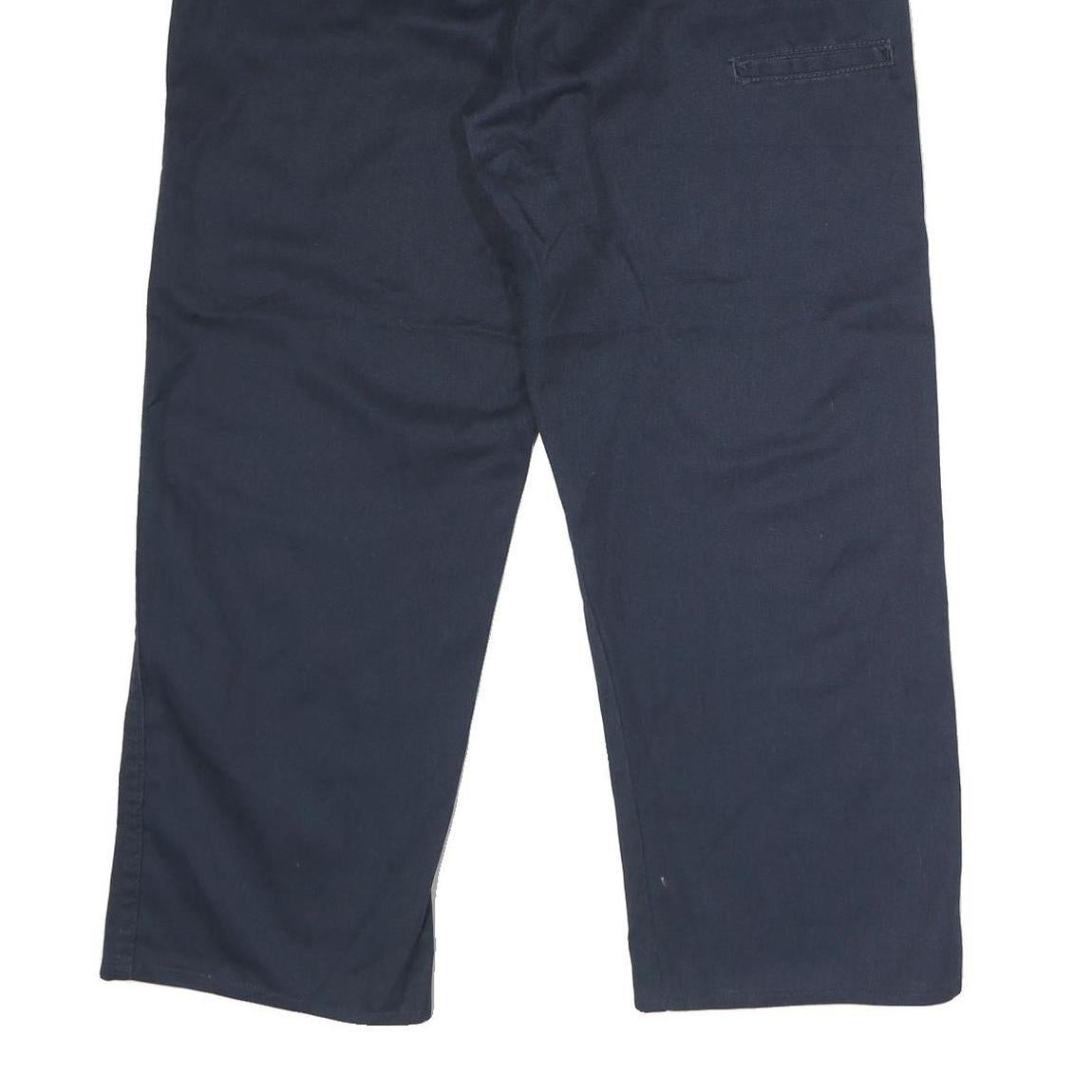 DICKIES Mens Polyester Blend Navy Regular Straight Trousers W38 L29 Workwear Zip