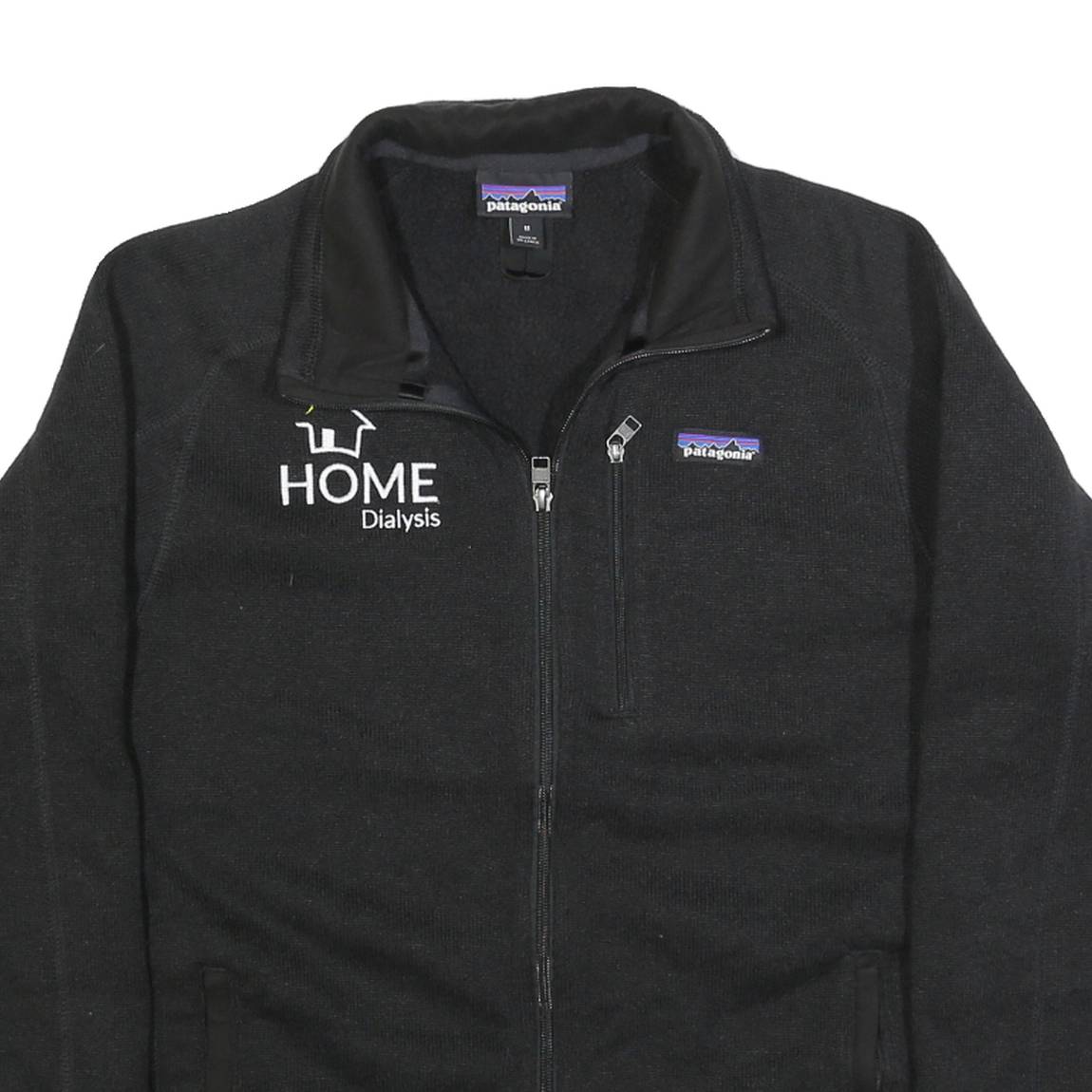 PATAGONIA Mens Black Workwear Jacket M Polyester Zip Plain Lightweight Warm
