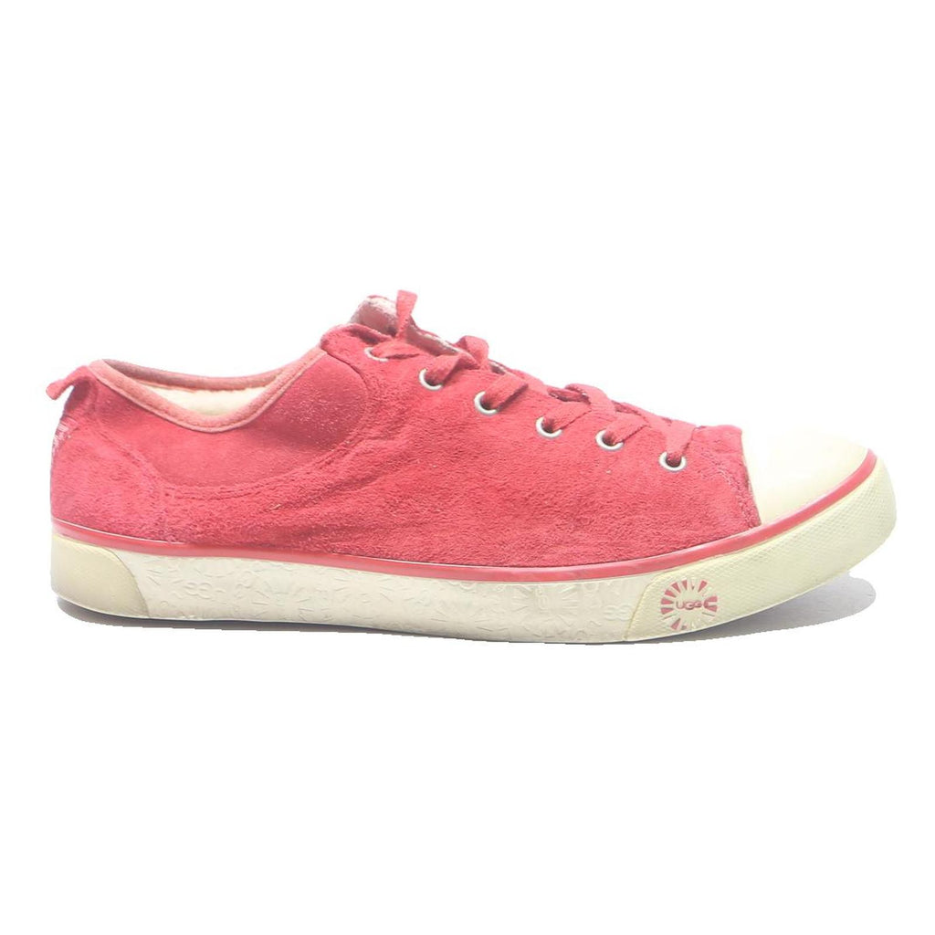 UGG Trainers Womens Casual Lace-Up Red Polyester UK 7.5 Comfortable Everyday