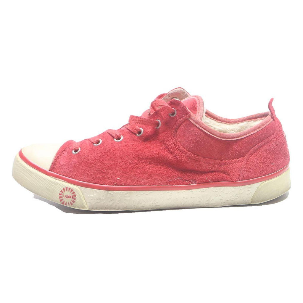 UGG Trainers Womens Casual Lace-Up Red Polyester UK 7.5 Comfortable Everyday