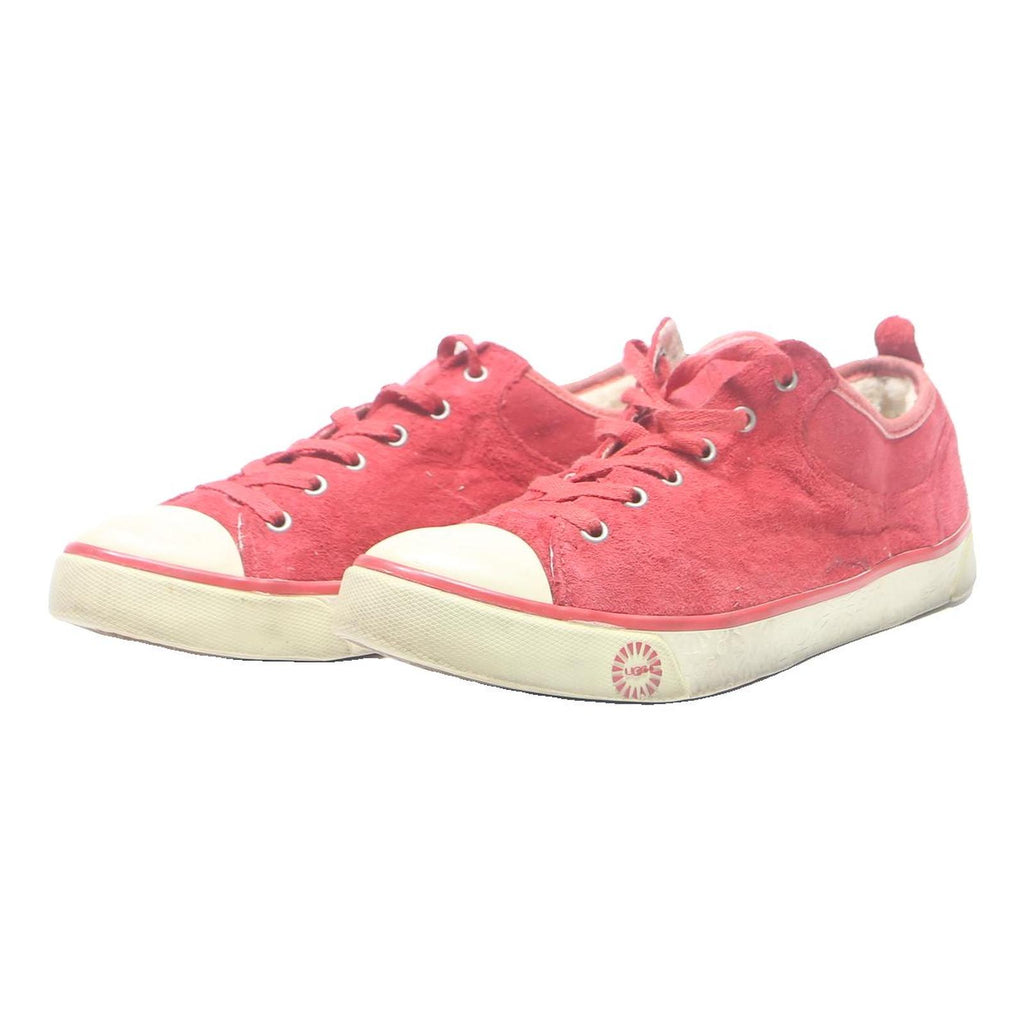 UGG Trainers Womens Casual Lace-Up Red Polyester UK 7.5 Comfortable Everyday