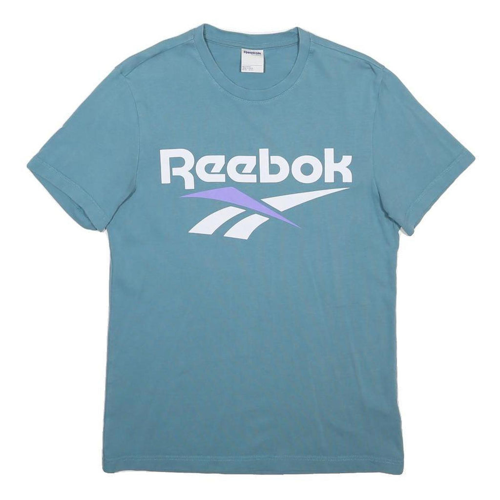 REEBOK Mens Blue Graphic T-Shirt S Short Sleeve Crew Neck Cotton Blend