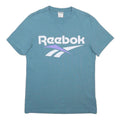 REEBOK Mens Blue Graphic T-Shirt S Short Sleeve Crew Neck Cotton Blend