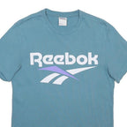 REEBOK Mens Blue Graphic T-Shirt S Short Sleeve Crew Neck Cotton Blend