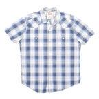 LEVI'S Mens Blue & White Plaid Cotton Shirt M Western Casual Summer